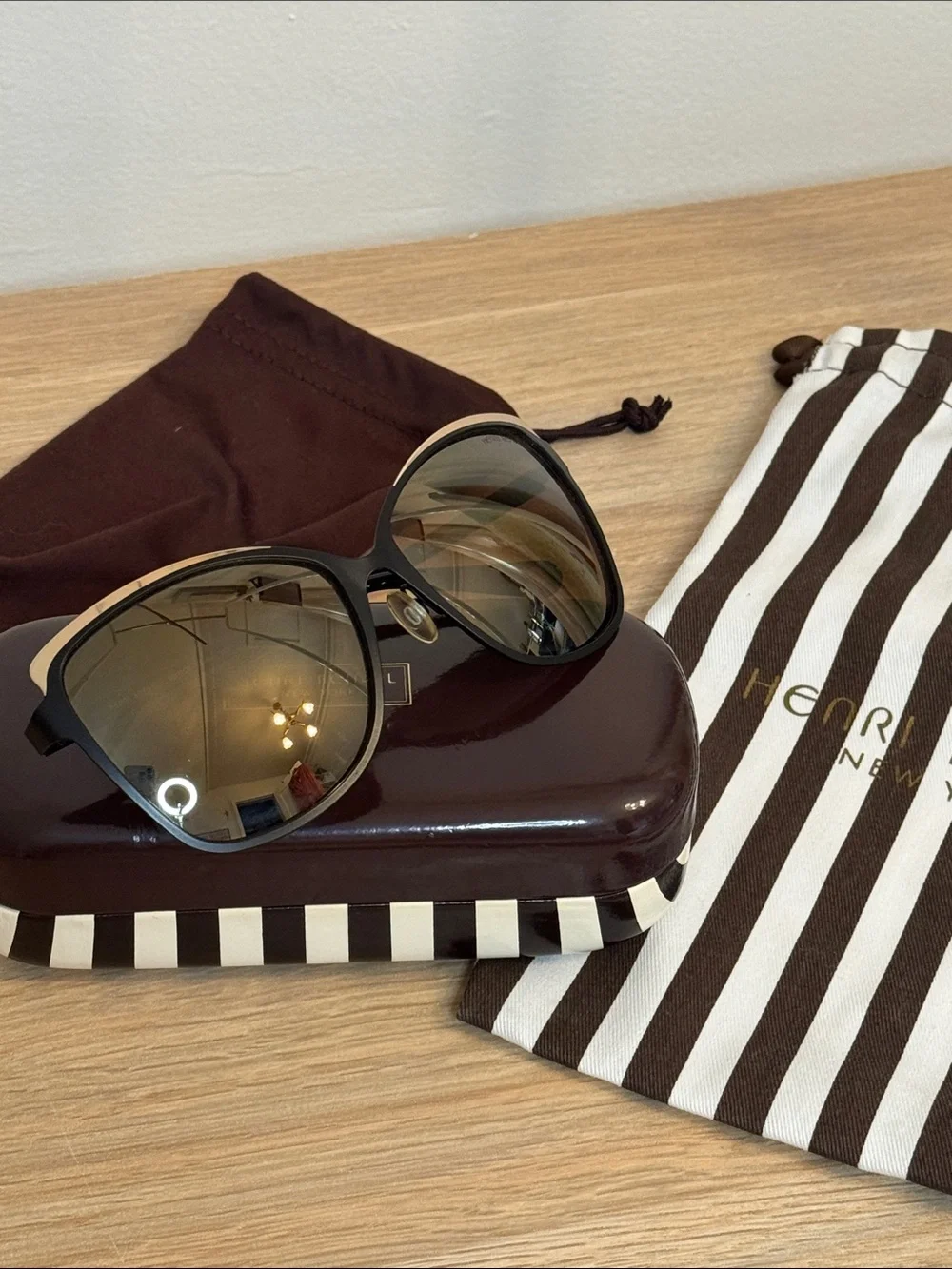 Henri Bendel Women's Mirrored Lens Cat-Eye Sunglasses in Brown and Black